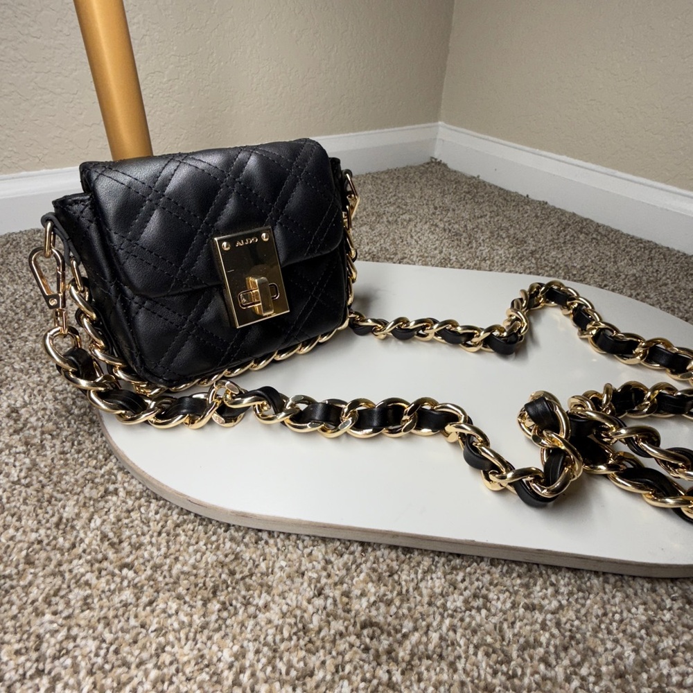 Aldo Black and Gold Crossbody Bag